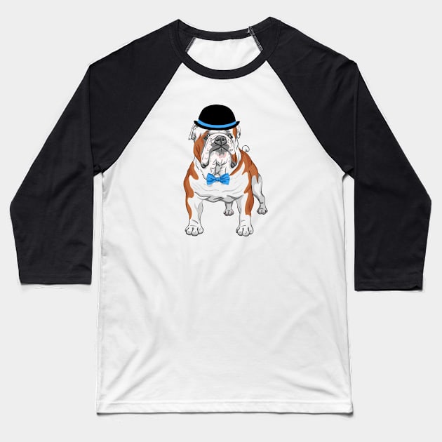 Hipster dog English Bulldog breed Baseball T-Shirt by kavalenkava